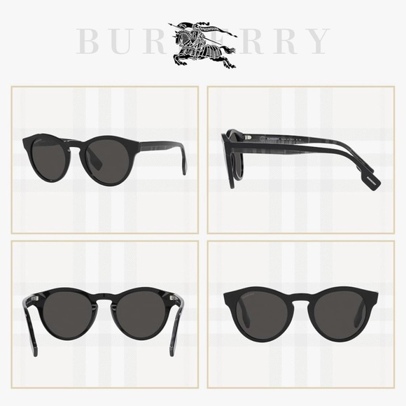 NWT Burberry | Black Reid Round Acetate Sunglasses Men’s $350 - Picture 1 of 9